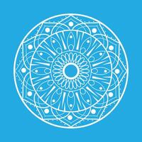 A white circular design on a blue background vector