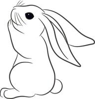 Rabbit Easter isolated on white ears down, pads up in line style vector