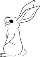 Rabbit easter isolated on white ears up in line style vector