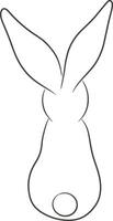 Rabbit Easter isolated on white. Simple silhouette back sitting in line style vector