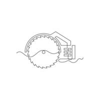 One line art Circular Saw illustration. line art, one continuous line, simple, hand drawn and sketch style. for icons, symbols, signs or logos vector