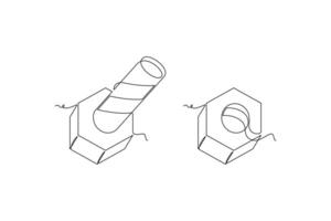 one line art bolt illustration. line art, one continuous line, simple, hand drawn and sketch style. for icons, symbols, signs or logos vector