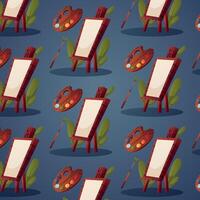 Seamless pattern with easel and paints vector