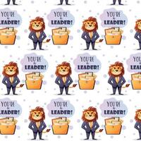 Seamless pattern with lion leader vector