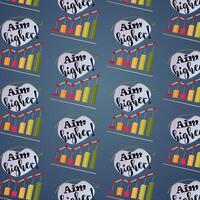 Seamless pattern with charts and phrase Aim higher vector