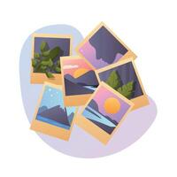 Collection of Polaroid Photos with Landscapes vector