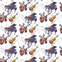 Seamless pattern with panda musician vector