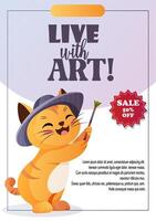 Promotional banner with a discount for art classes vector