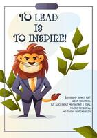 Inspiring Flyer of a Lion Leader in a Business Suit vector