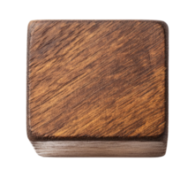 Brown wooden cube, top view png