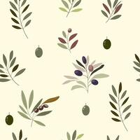 seamless pattern with branches and olives. illustration. Olive branches. For wallpaper, botany pattern vector