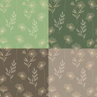 Set of seamless pattern of leaves and herbs. Floral pattern collections. For wallpaper, botany pattern, packaging design, cards. vector