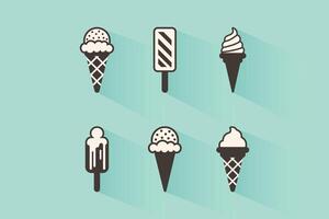Ice cream icons set isolated flat illustration vector