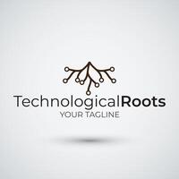 Technological Roots Logo Design Flat Icon Template vector
