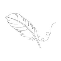 Bird feather single-line art symbolizes both the fragility and strength of nature, with a single stroke embodying the graceful form of a feather. vector