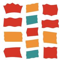 Ribbon elements set. Starburst label. Vintage. Modern simple flat ribbons collection. Colorful Ribbon Banners. vector