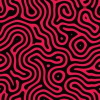Abstract pattern red and black color fluid curves wavy lines organic illustration. vector