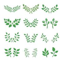 Floral set silhouettes grass patterns coloring icon set illustration. vector