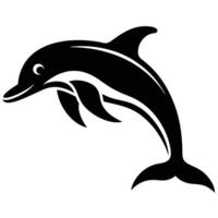 Jumping Dolphin Silhouette Illustration on White vector