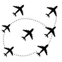 Set of Airplane Route Dashed Line Traces with on White Background vector