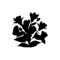 Vectors set with outline Jasmine flowers, silhouette