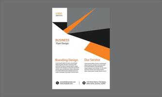 This is a business flyer design with a modern, corporate look, featuring a black, white, gray, and orange color scheme. vector