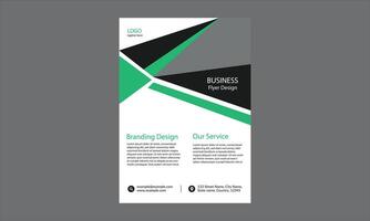 This is a professional business flyer design with a modern and stylish layout, featuring a green, black, white, and gray color scheme. vector