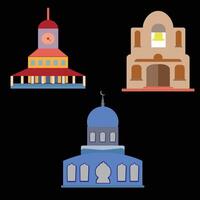 Flat Illustration of Three Iconic Architectural Structures vector