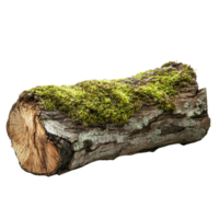 Rustic tree log with mossy patch and organic natural surface details png