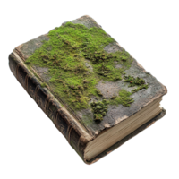 Rustic Moss Covered Vintage Book Isolated on Transparent Background png