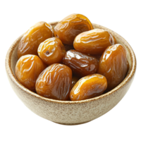 Fresh Premium Shiny Golden Dates Displayed in Elegant Ceramic Serving Bowl png