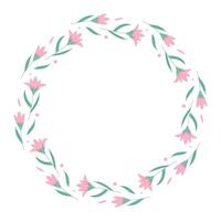 Spring wreath with pink flowers. Decorative element for cards, invitations, sale, scrapbooking. vector