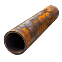 Rustic steel pipe with authentic rust marks and wear isolated on transparent background png