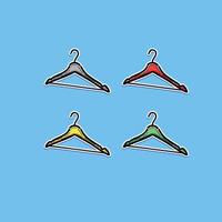 Simplistic Illustration of a Minimalist Colletion Cloth Wooden Hanger on a Blue Background vector
