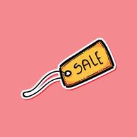 A colorful illustration of a prominent yellow sale tag sale on a lively pink background, symbolizing discounts and promotions in a cheerful and eye catching design. vector