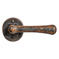 Corroded vintage door handle with unique antique metal patina isolated on transparent background png