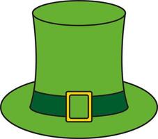 St. Patrick's Day, green top hat of a leprechaun, retro vintage style, flat icon isolated on a white transparent background vector