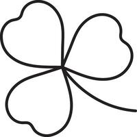 St. Patrick's Day, illustration, three-leaf clover, symbol of good luck and prosperity, black and white linear icon isolated on a white transparent background vector