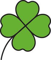 St. Patrick's Day, illustration, four-leaf clover, symbol of good luck and prosperity, retro vintage style, flat icon isolated on a white transparent background vector