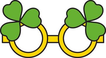 St. Patrick's Day, illustration, holiday glasses decorated with three-leaf clover, retro vintage style, flat icon isolated on a white transparent background vector