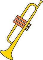 St. Patrick's Day, golden trumpet, Irish folk musical instruments, retro vintage style, simple flat linear icon isolated on a white background vector