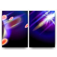 Set of backgrounds with neon light streaks, glowing effects, and lens flares on a dark backdrop for tech designs, digital art, and futuristic themes, poster, banner, cover design. illustration vector