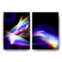 Abstract futuristic backgrounds with light refraction effects, vibrant color waves, and glowing motion set. Suitable for posters, covers, and backgrounds in digital design and creative projects. vector