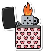 a sticker of a lighter with hearts on it vector
