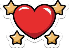 a red heart with stars on it vector