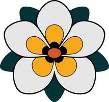 a flower with a yellow center and black and white petals vector