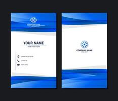 blue wave abstract business card design template vector