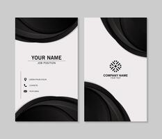 Dark abstract wave line business card design. vector
