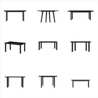 Minimalist Table Icon Set - Silhouettes of Tables in Various Designs vector