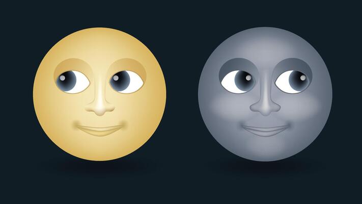 Full moon face emoji isolated on dark background
